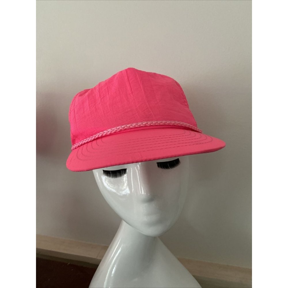 Hot Pink Hat Snapback By Speedway Adjustable With Braided Rope Vintage